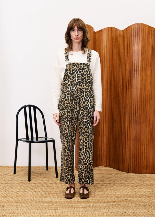Frnch Denim Dungarees in Leopard