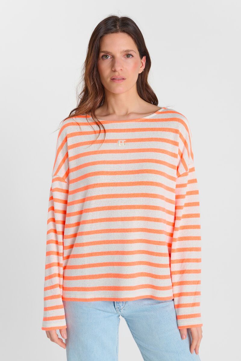 Orange Stripe Long Sleeve sweater