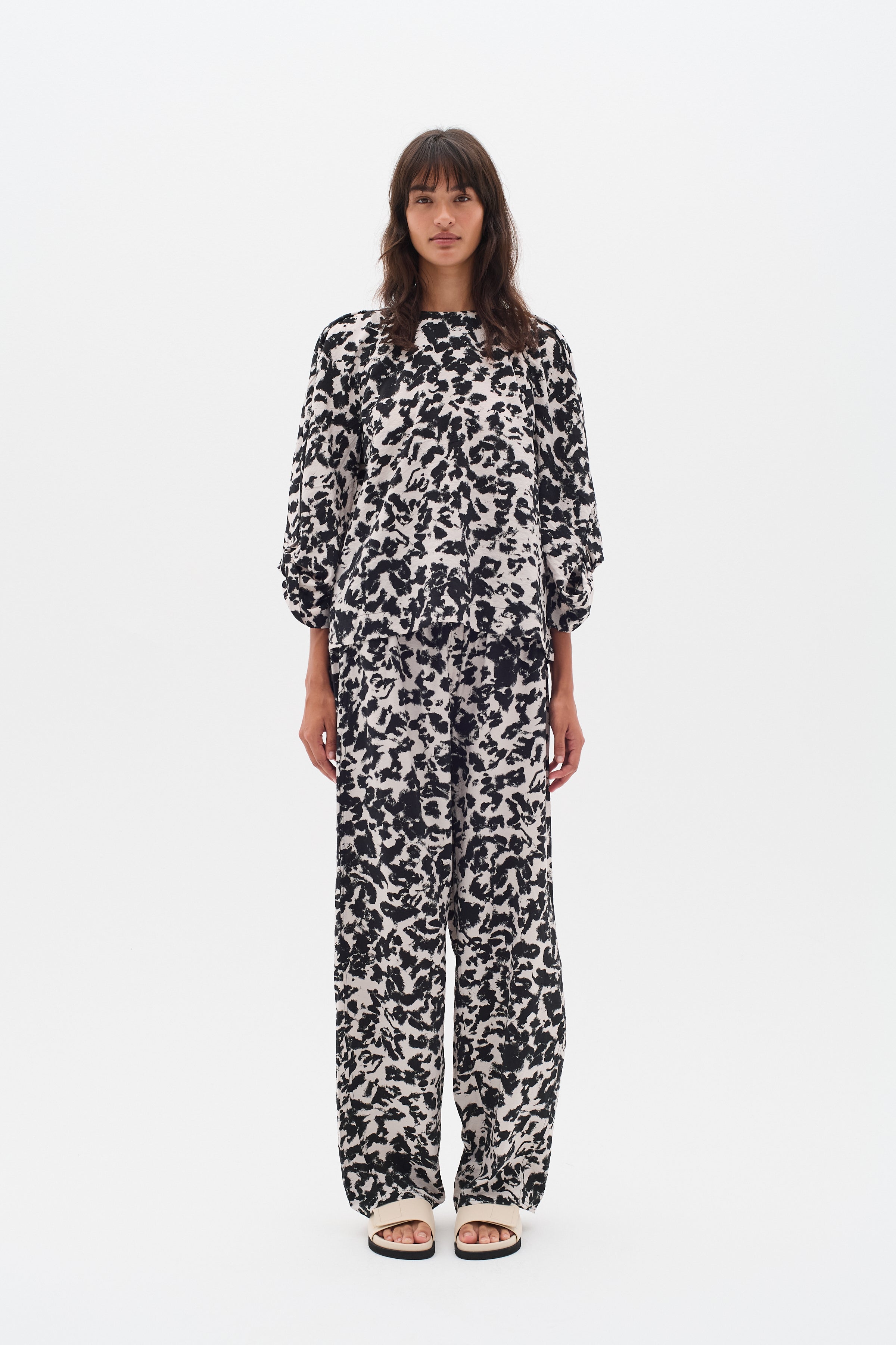InWear Faye IW Printed Trouser in Black Shadow