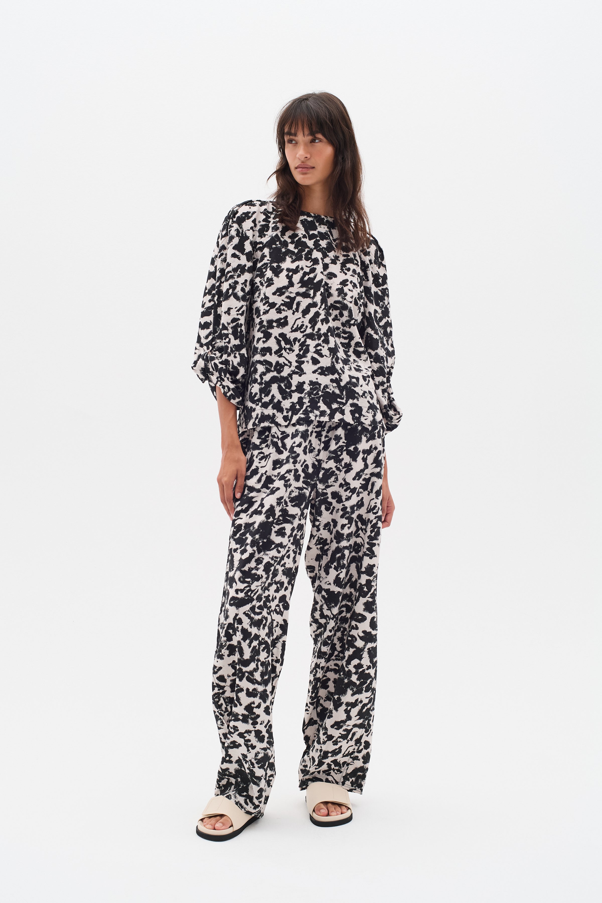 InWear Faye IW Printed Trouser in Black Shadow