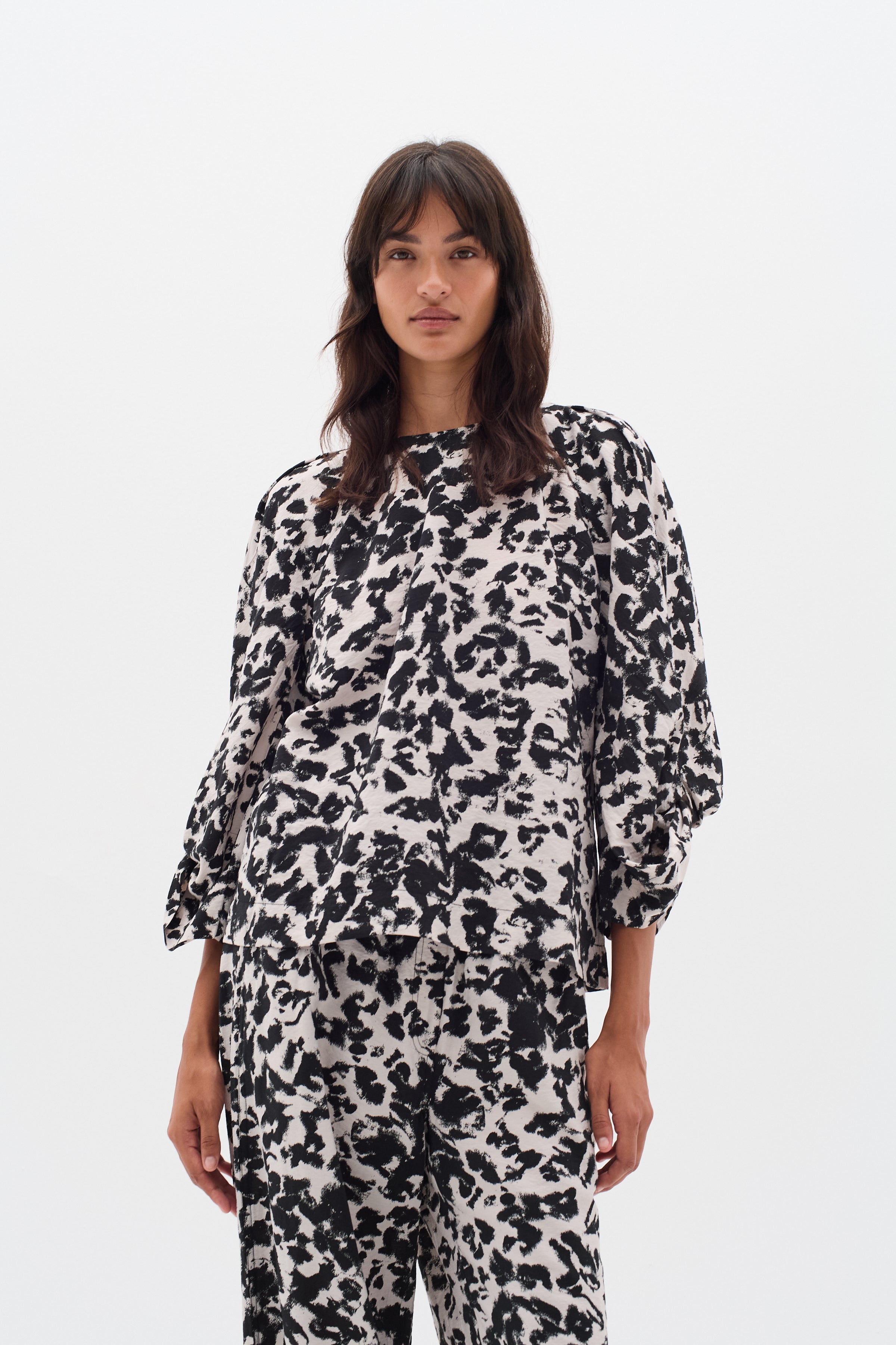 InWear Faye IW Printed Trouser in Black Shadow