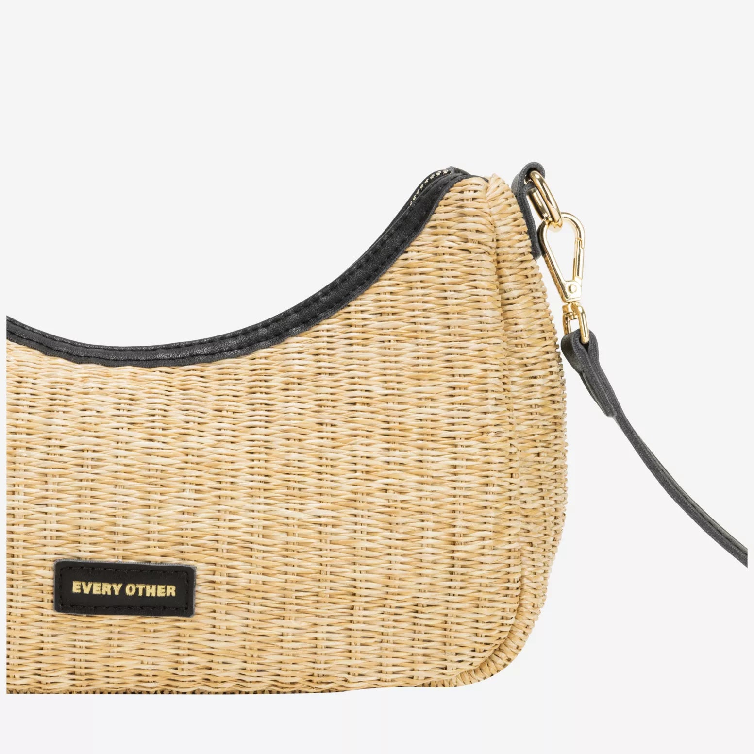 Woven Rattan Bag in Black