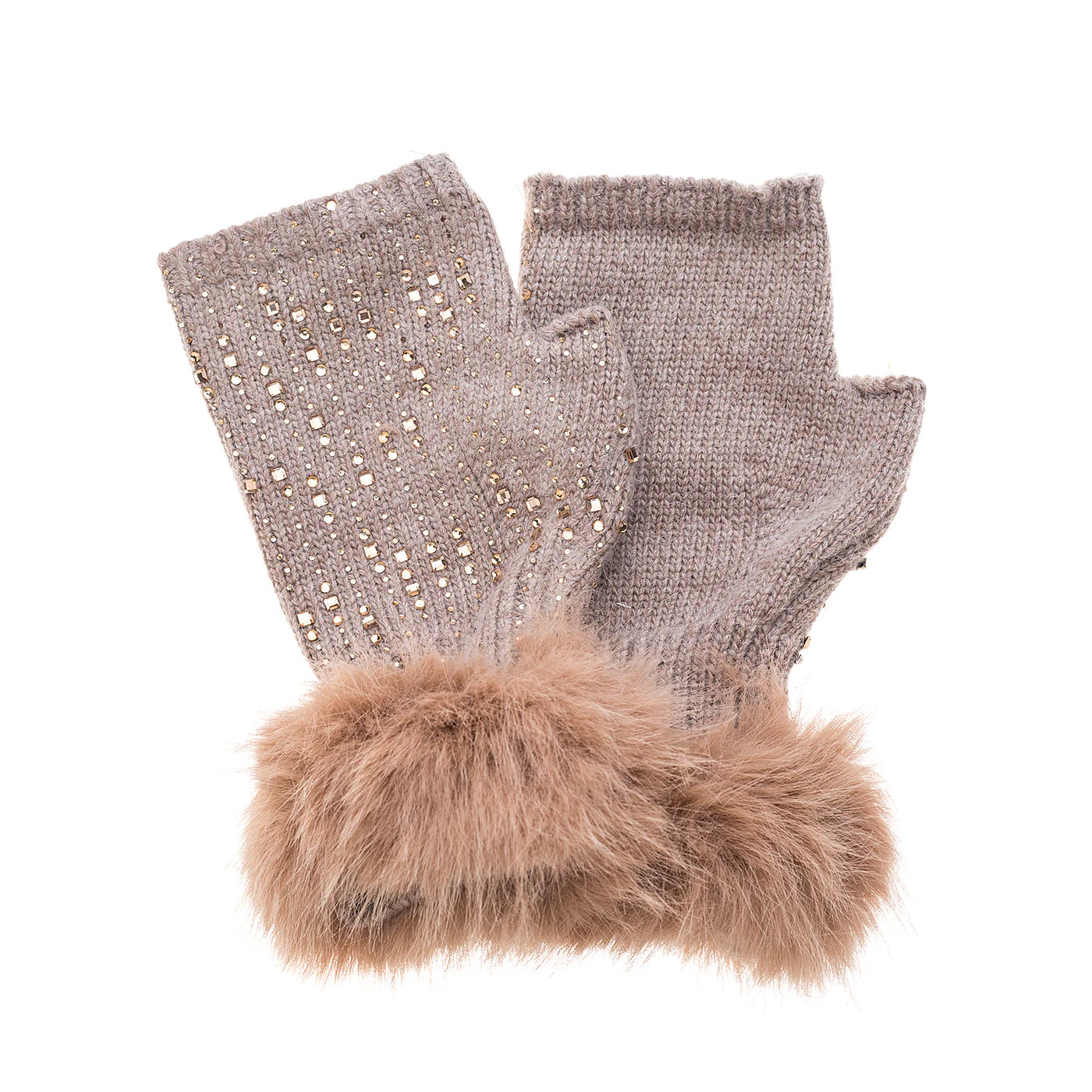 Jojo Fingerless Sparkle Gloves in Cuppucino