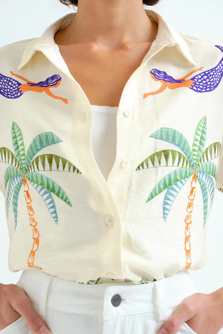 Palm & Mermaid Print Shirt