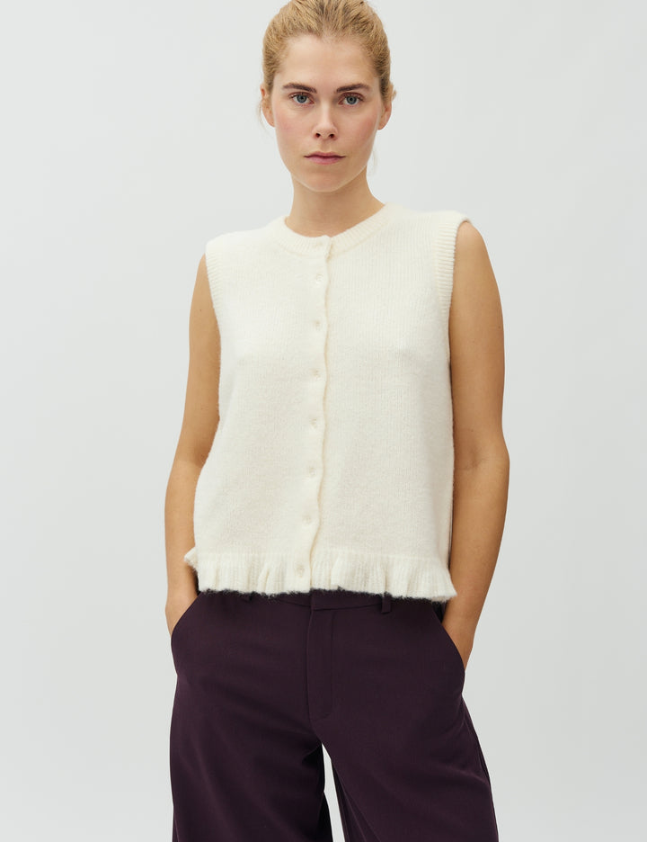 MbyM Cream Frill Sleeveless Knit