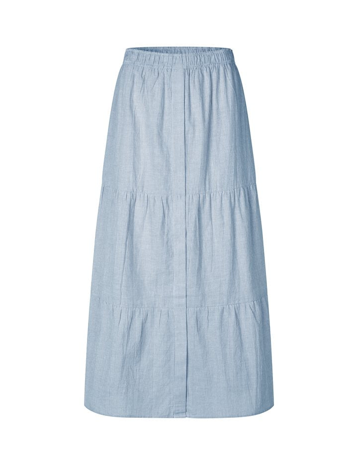 MbyM Otille Nadja Tiered Cotton Skirt in Blue & White Stripe