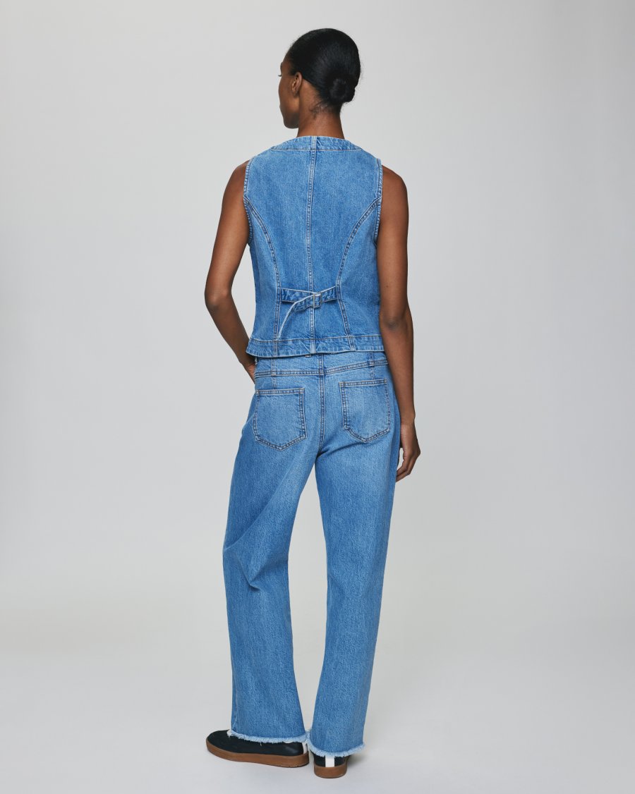 MSCH Eli Ada High Waisted Straight Jeans in Mid Blue Wash