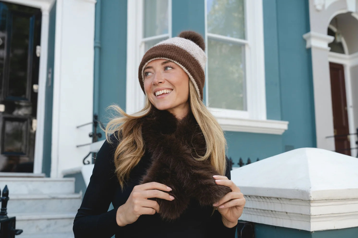Marie Faux Fur Scarf in Cocoa Chocolate Brown