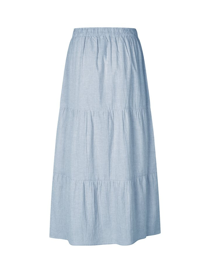 MbyM Otille Nadja Tiered Cotton Skirt in Blue & White Stripe