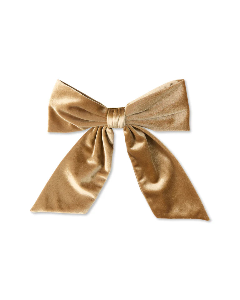 Bury Velvet Large Bow Clip in Champagne