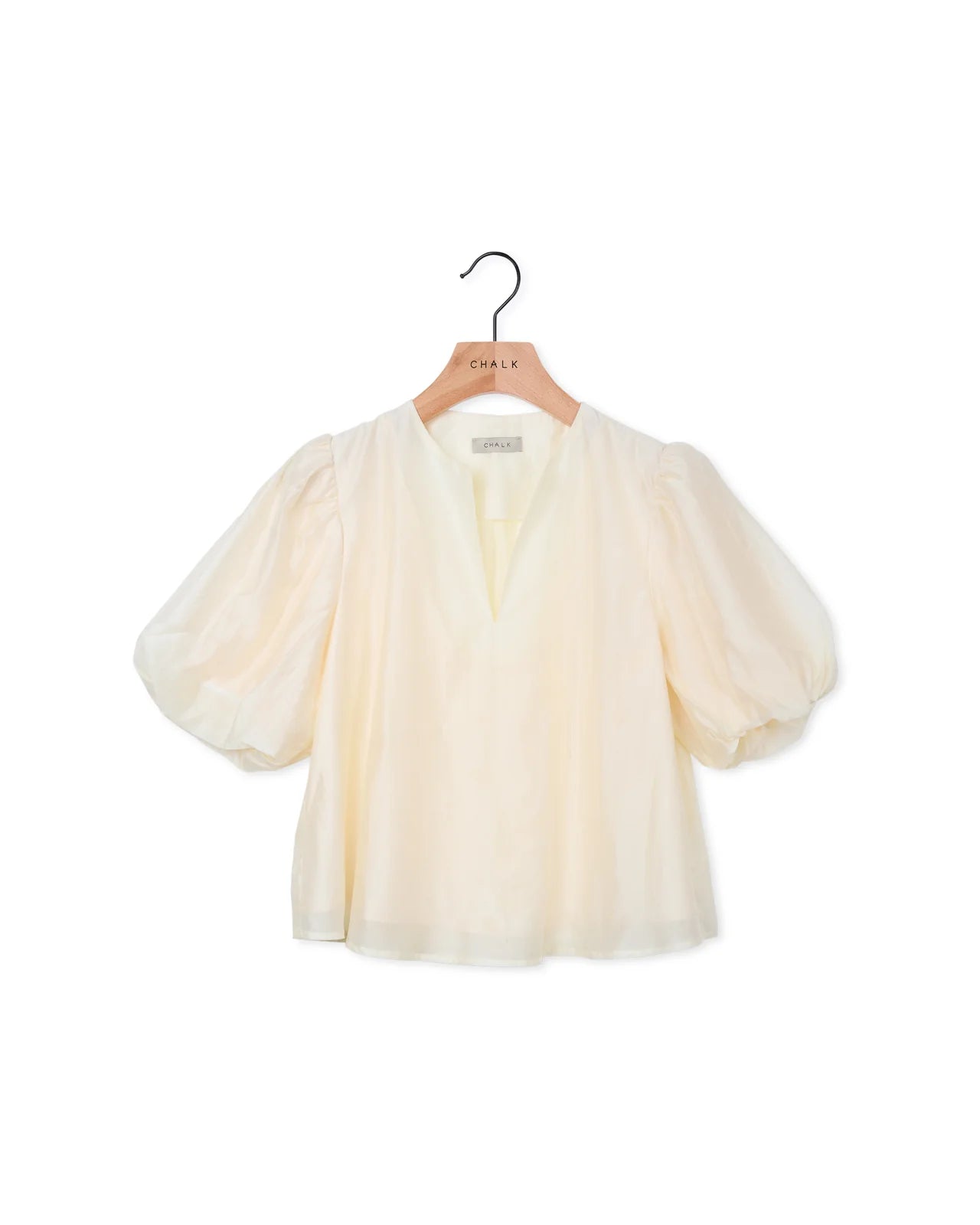 Porcha Satin Short Sleeved Top in Cream (ONE SIZE)m