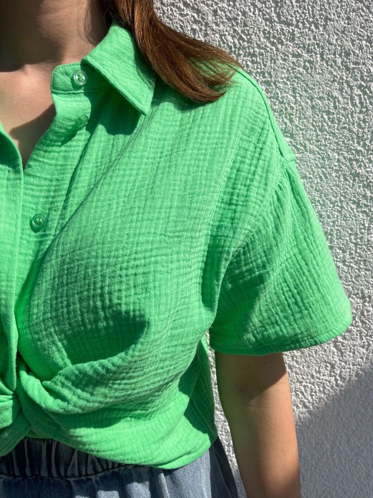 MbyM Emele Seersucker Shirt in Green Bouquet