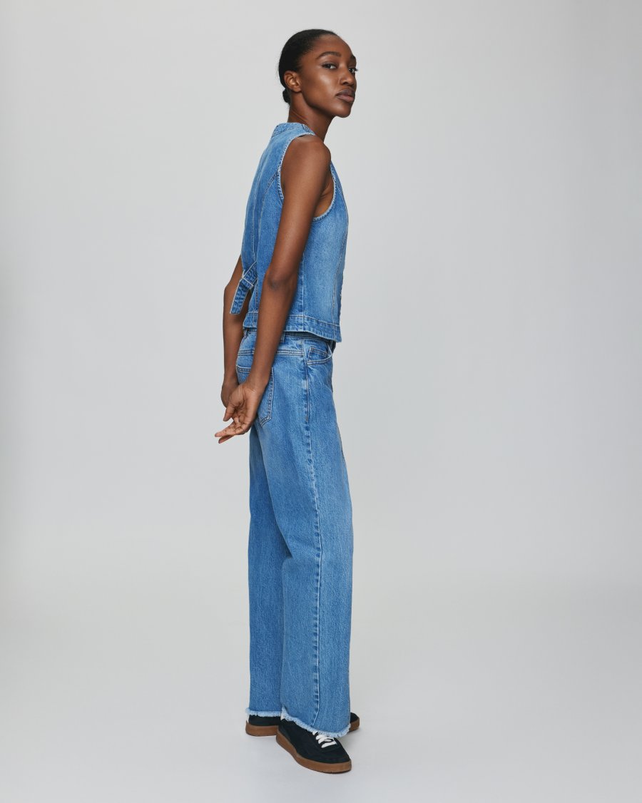MSCH Eli Ada High Waisted Straight Jeans in Mid Blue Wash
