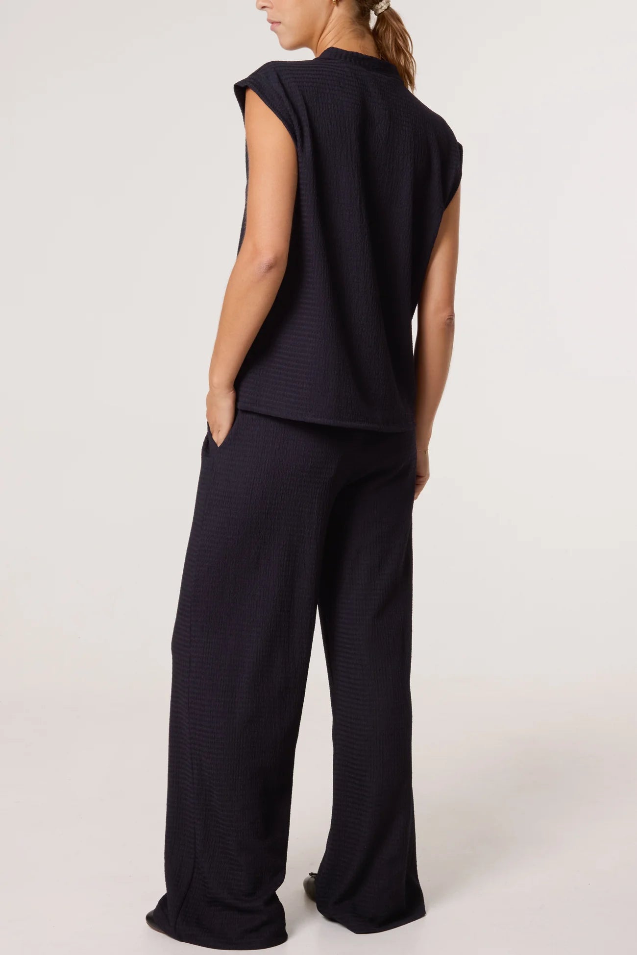 Arabella Navy Co-ord Set (Trousers and Top) (ONE SIZE)
