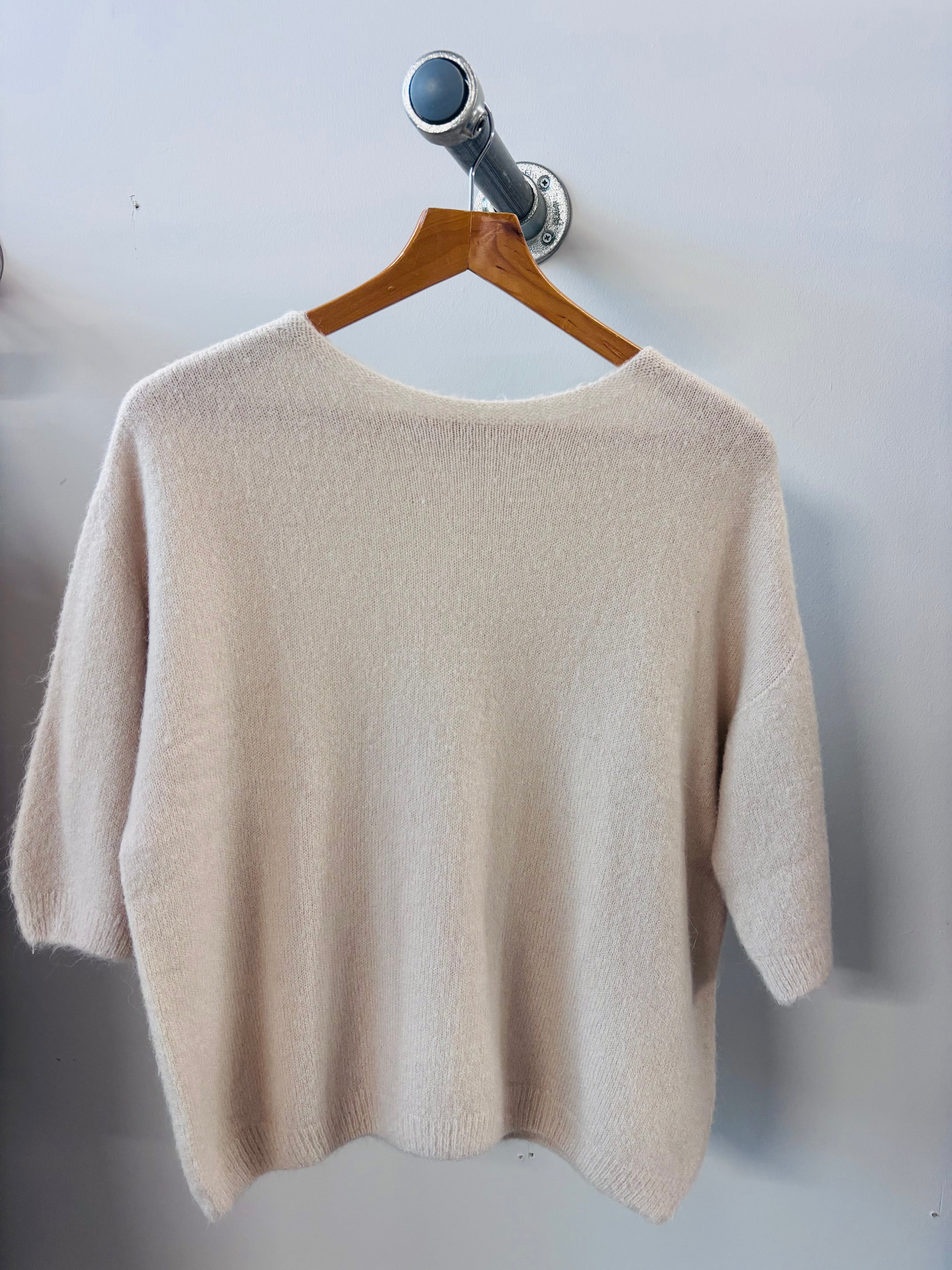 Alpaca Crew Neck Jumper in Stone (one size)