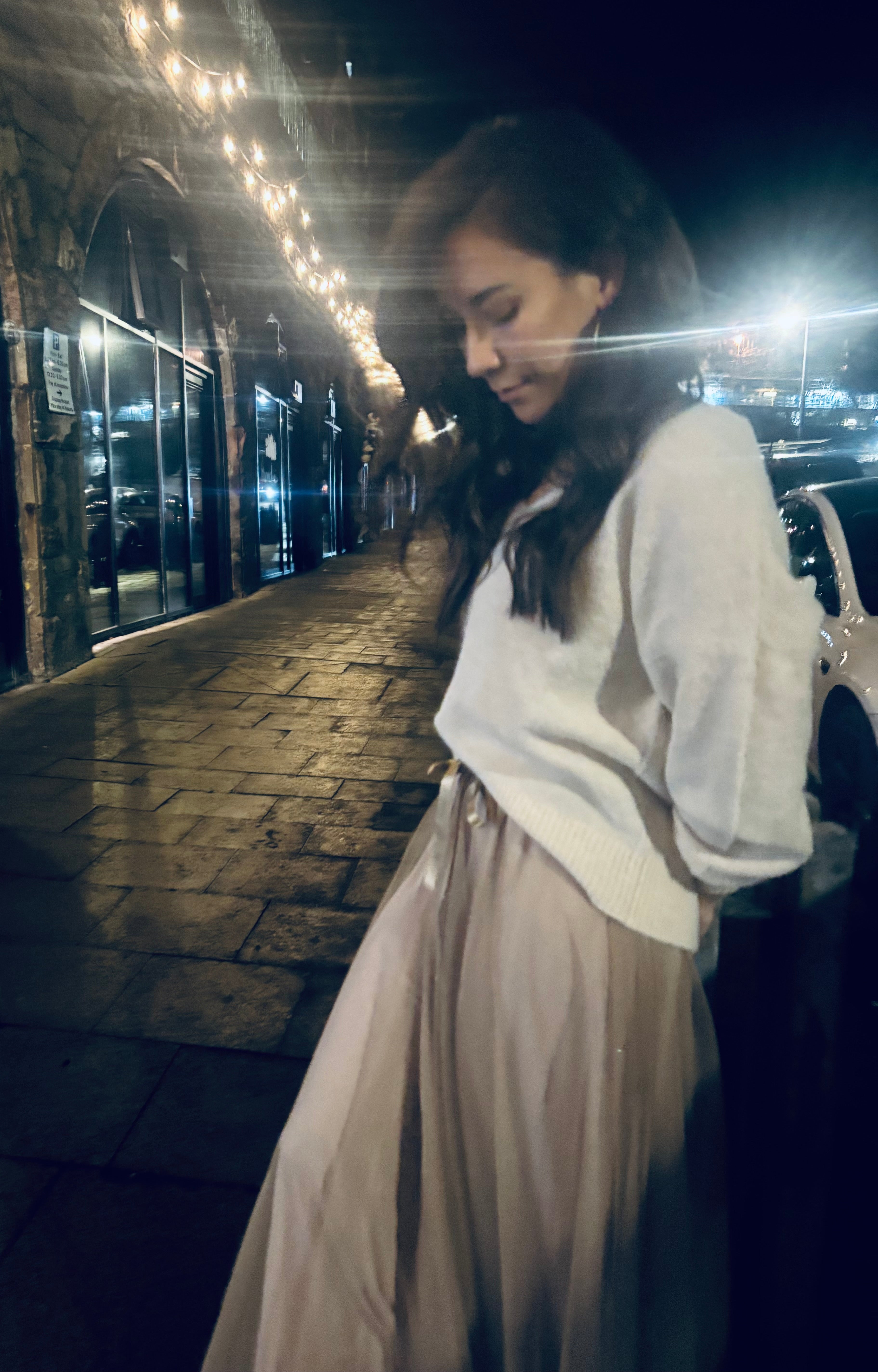 Satin Waistband Tulle Skirt in Beige (ONE SIZE)