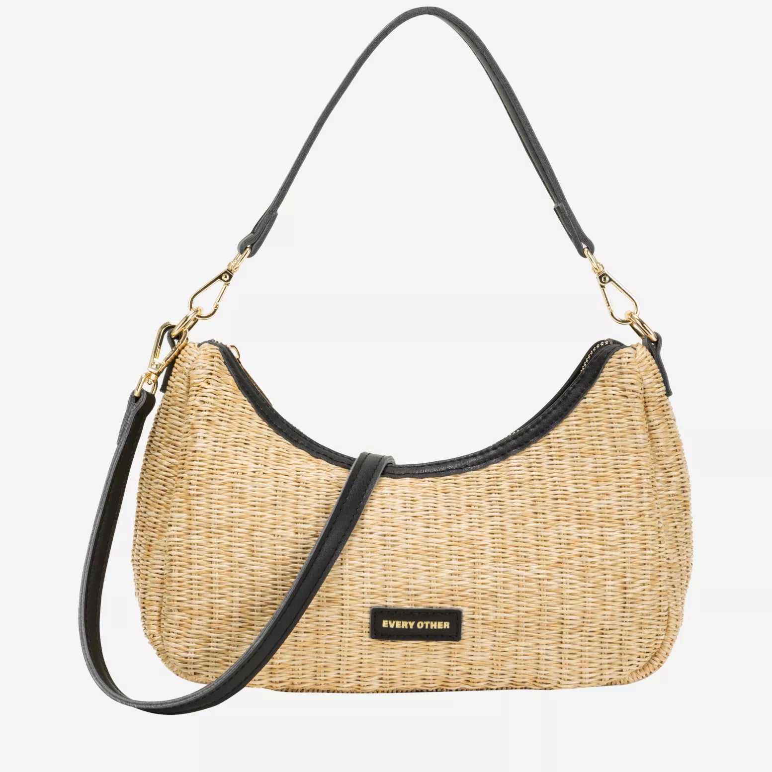 Woven Rattan Bag in Black