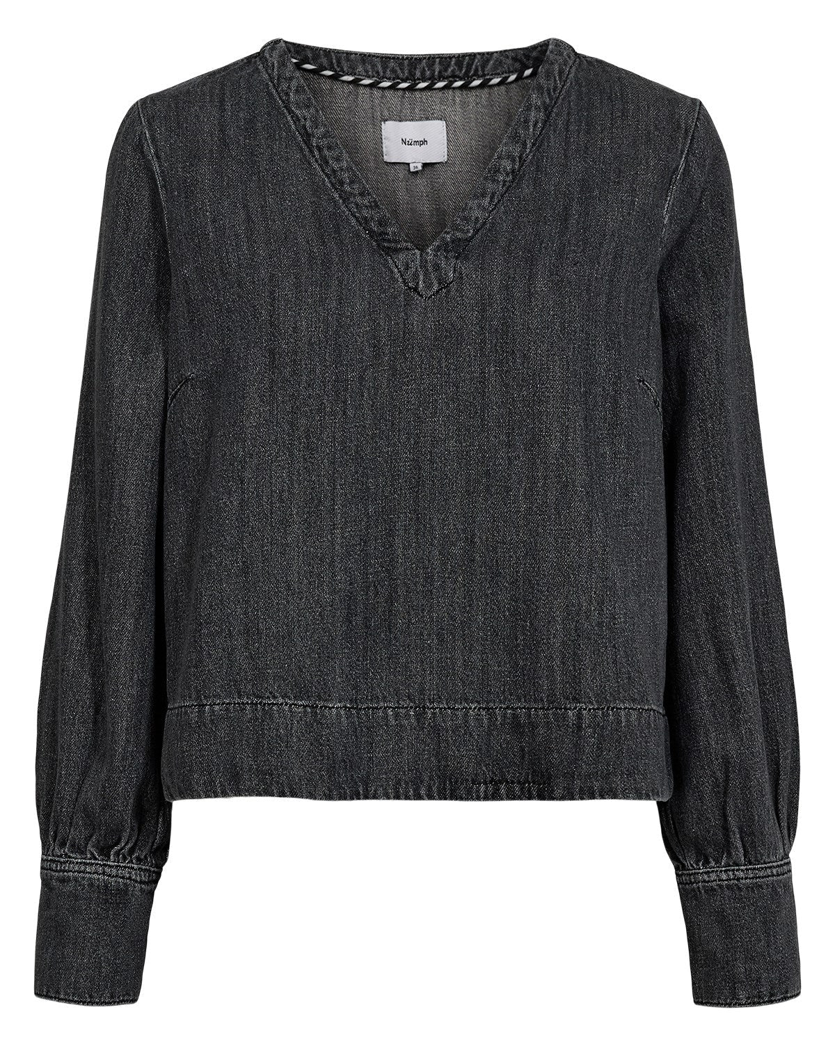 Numph Nuseoul Denim Top in Medium Grey