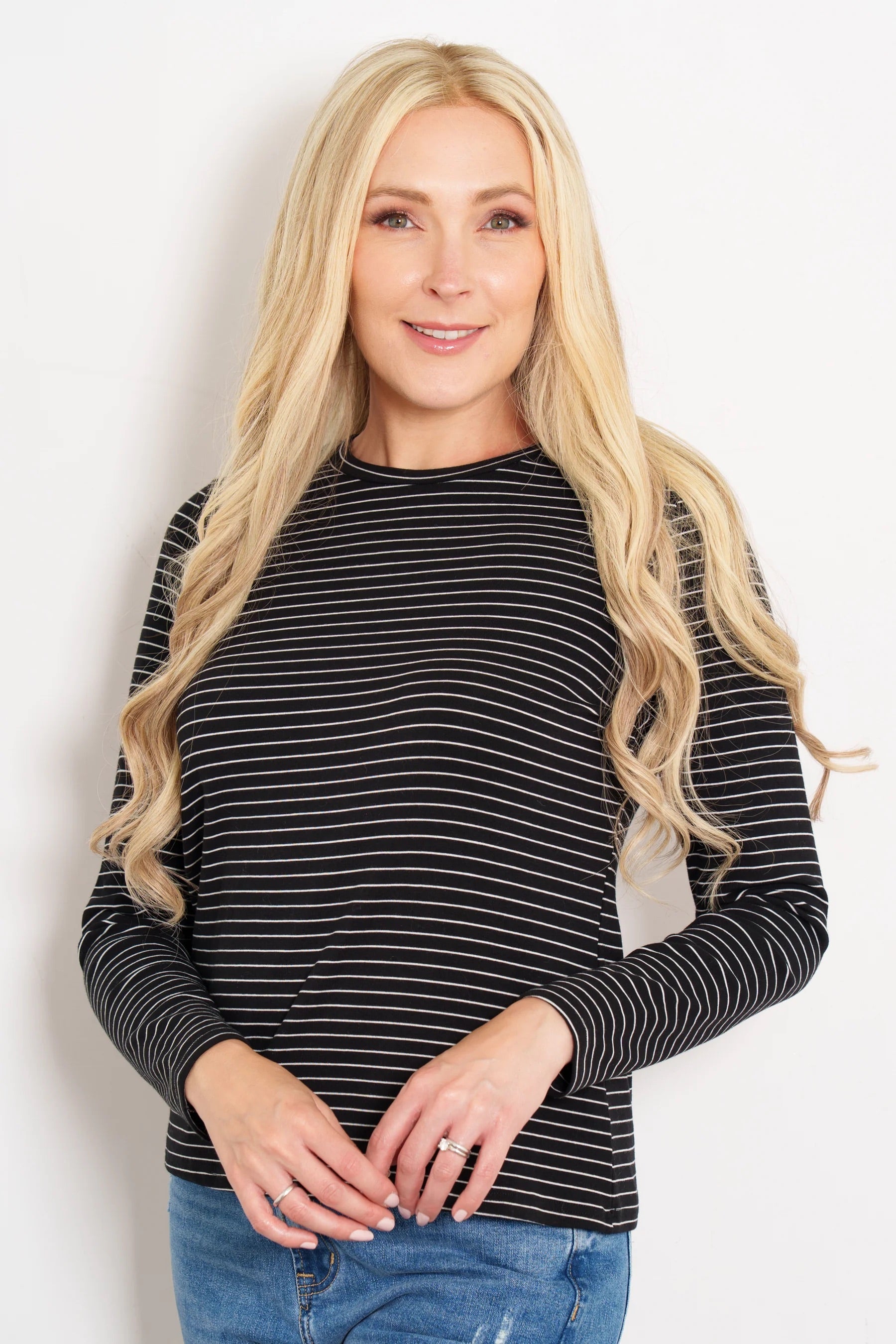Striped Black & White Long Sleeved Top