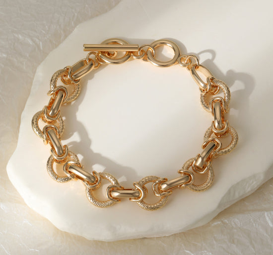 Elle T Bar/Tennis Gold Bracelet