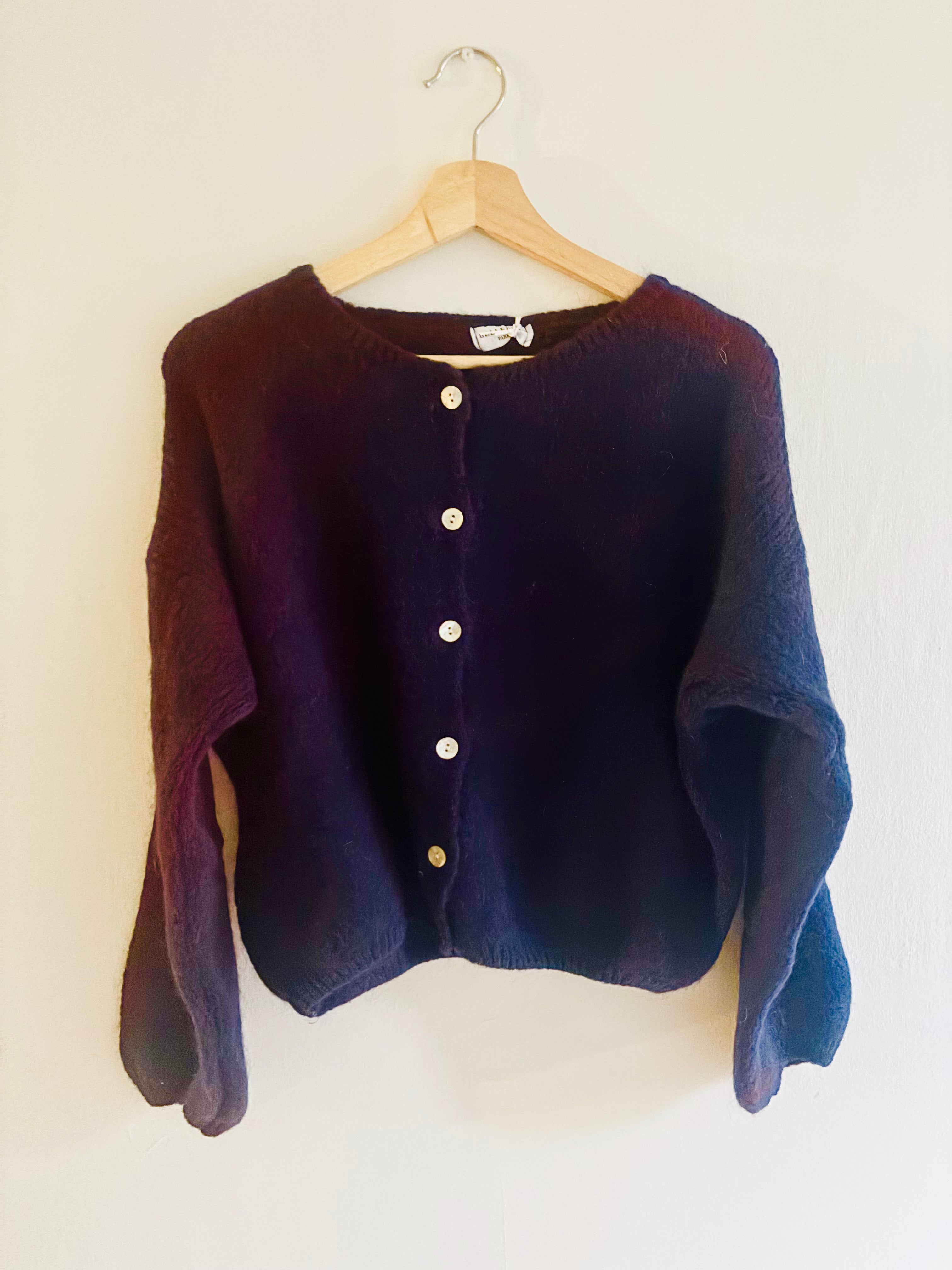 Tilly Mohair Cardigan in Navy (Long Sleeved) (ONE SIZE)