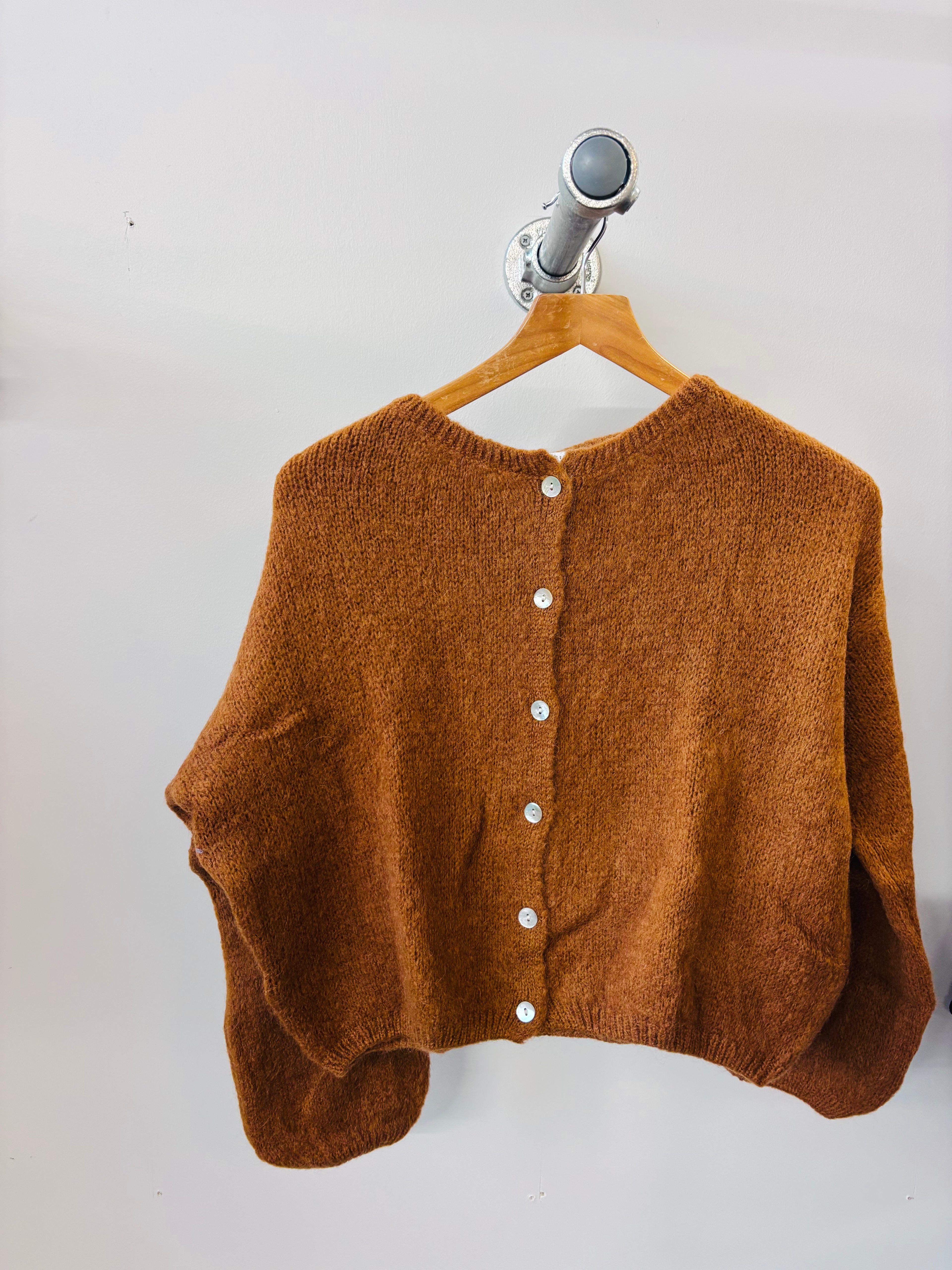 Tilly Mohair Cardigan in brown (Long Sleeved - ONE SIZE)