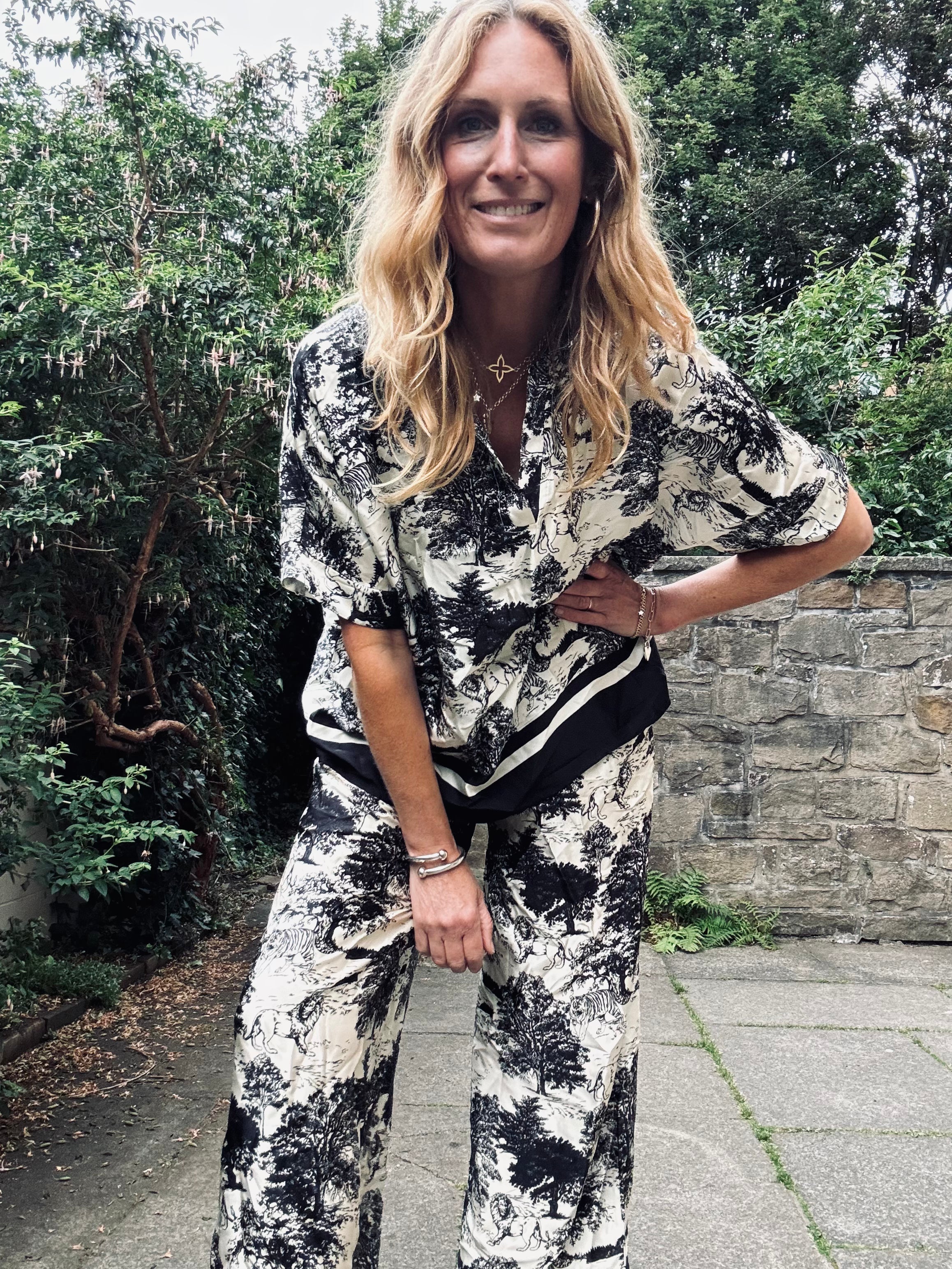 Marie Toile Print Top in Black (ONE SIZE)
