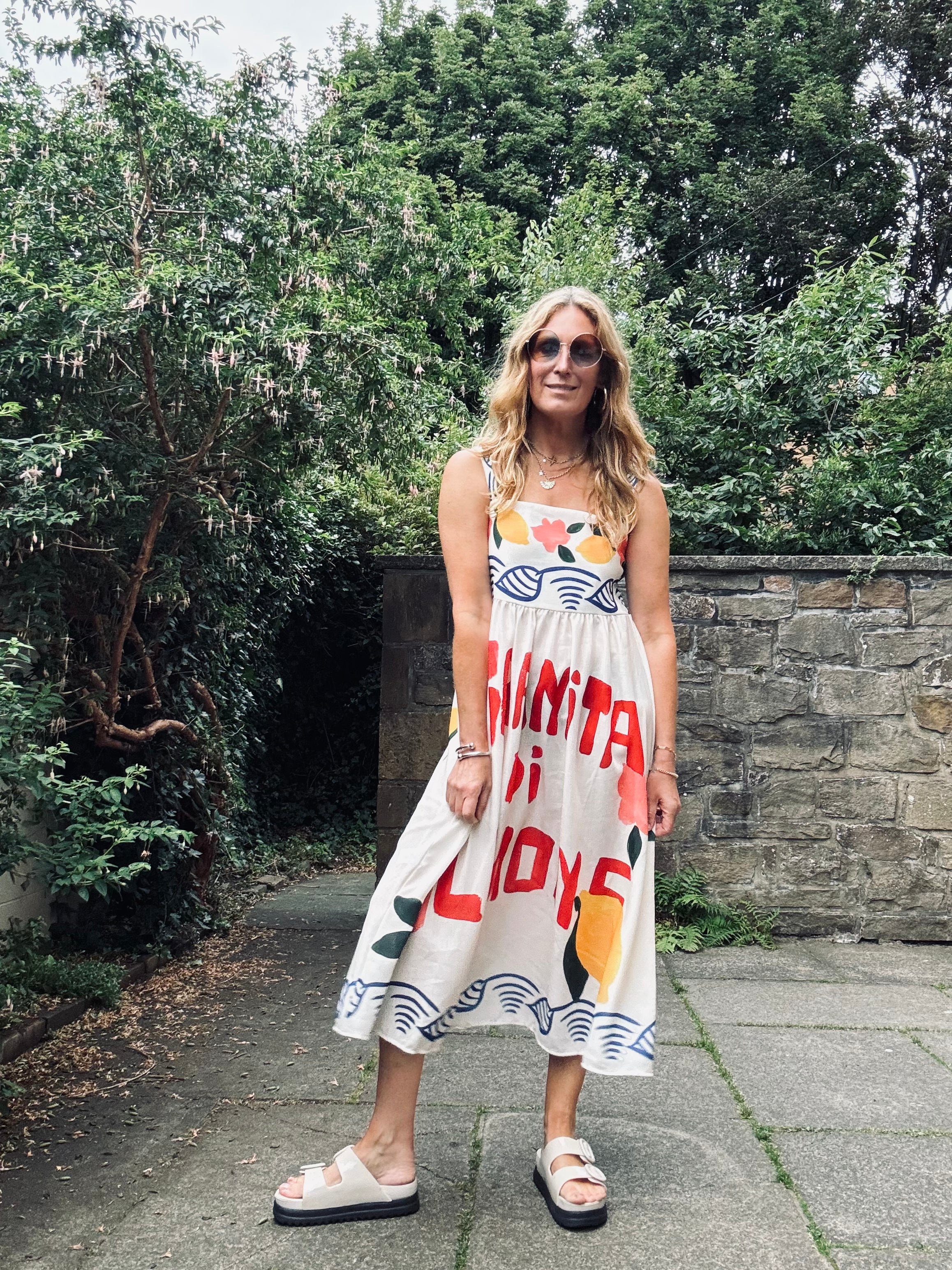 Mona Painted Print Dress with Straps (ONE SIZE)