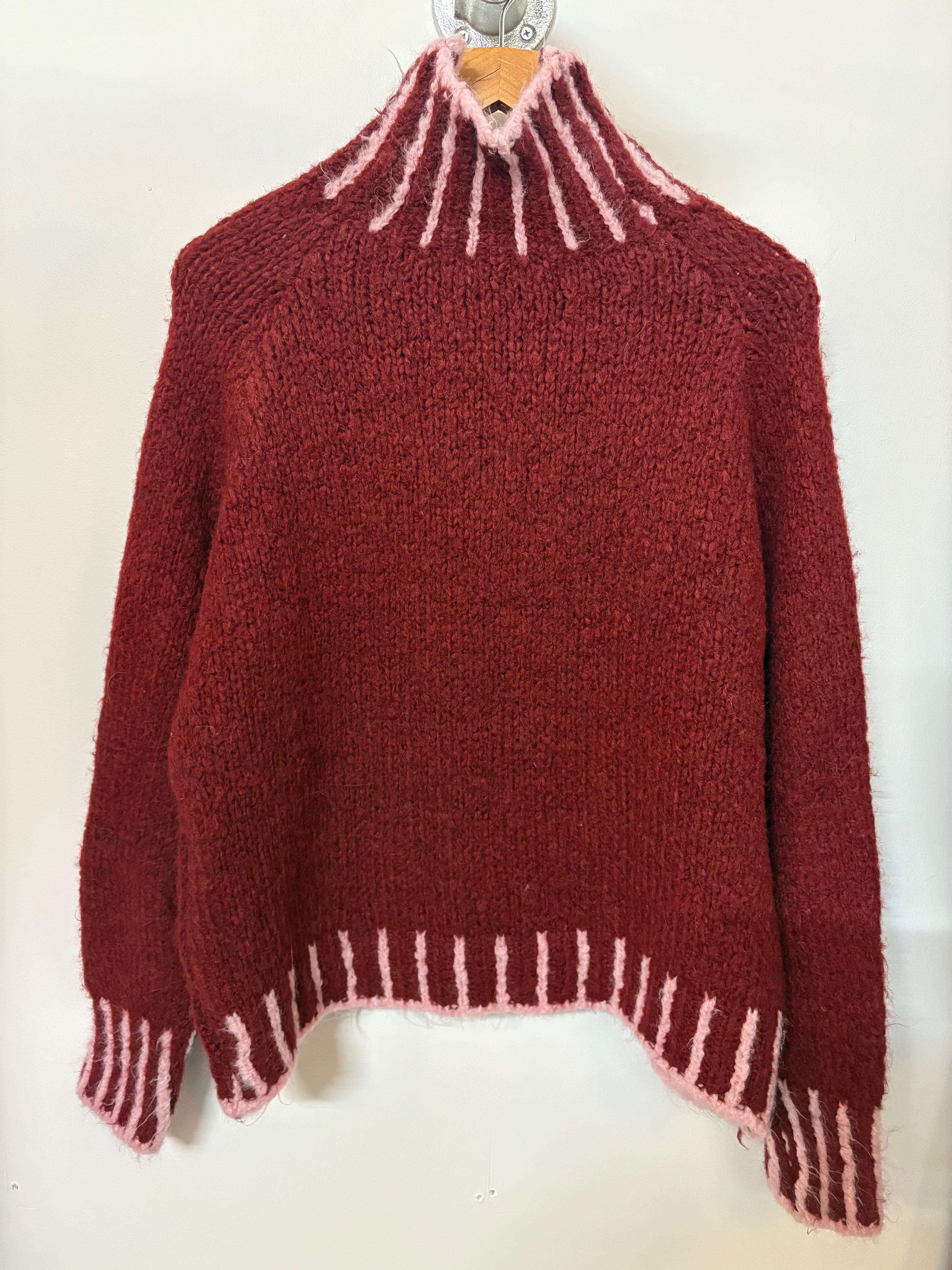 Parker Burgundy Turtle Neck Knit with Stitches