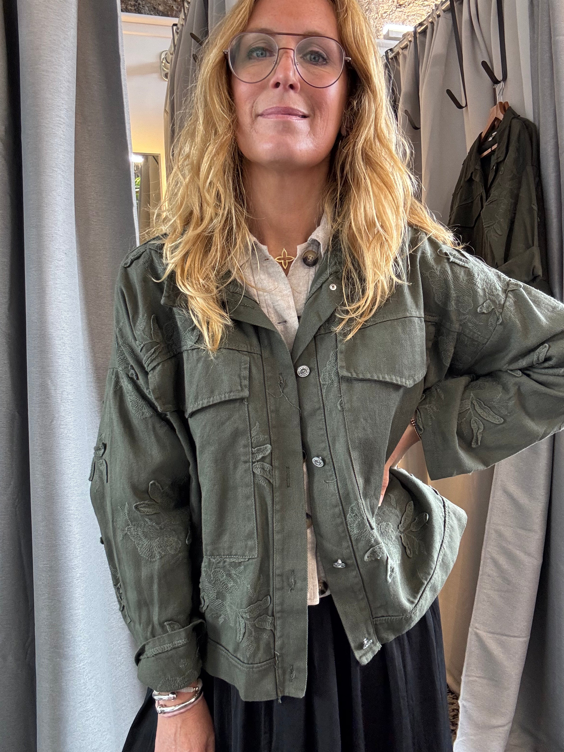 Khaki Embroidered Jacket