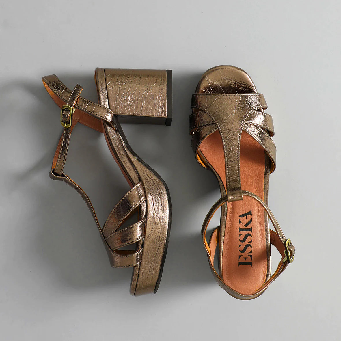 Esska Leather Taupe Metallic Charlie Sandal
