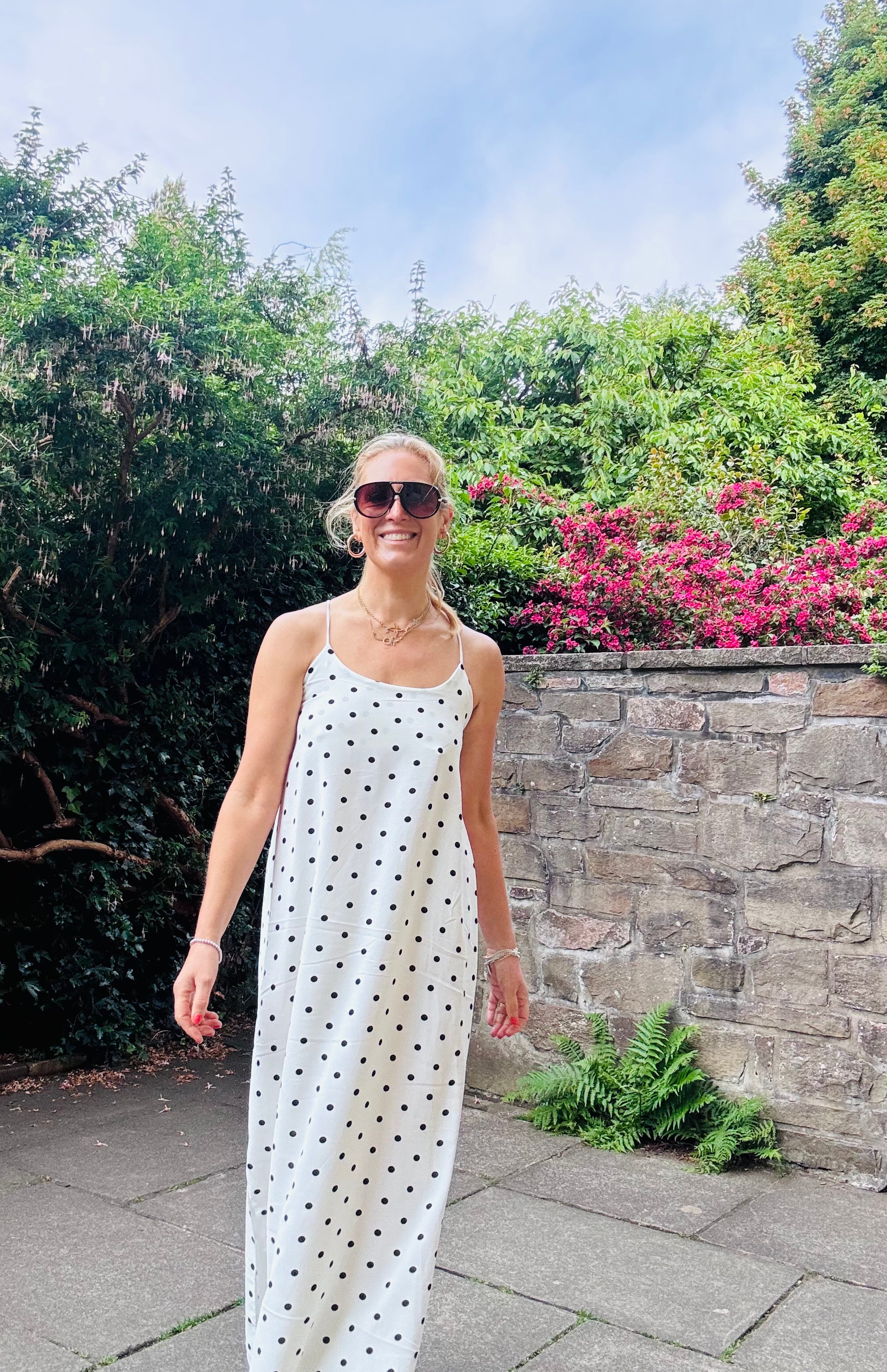 Spotty White sun dress (one size)