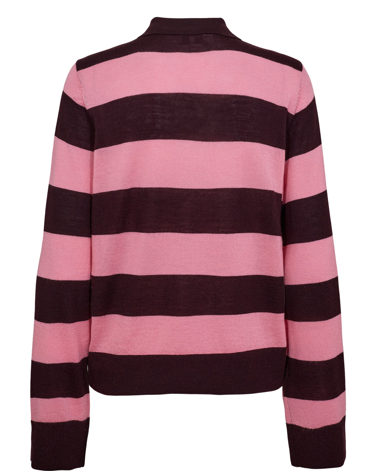 Numph Nuchia Merino Knitted Polo in Pink Lemonade Stripe