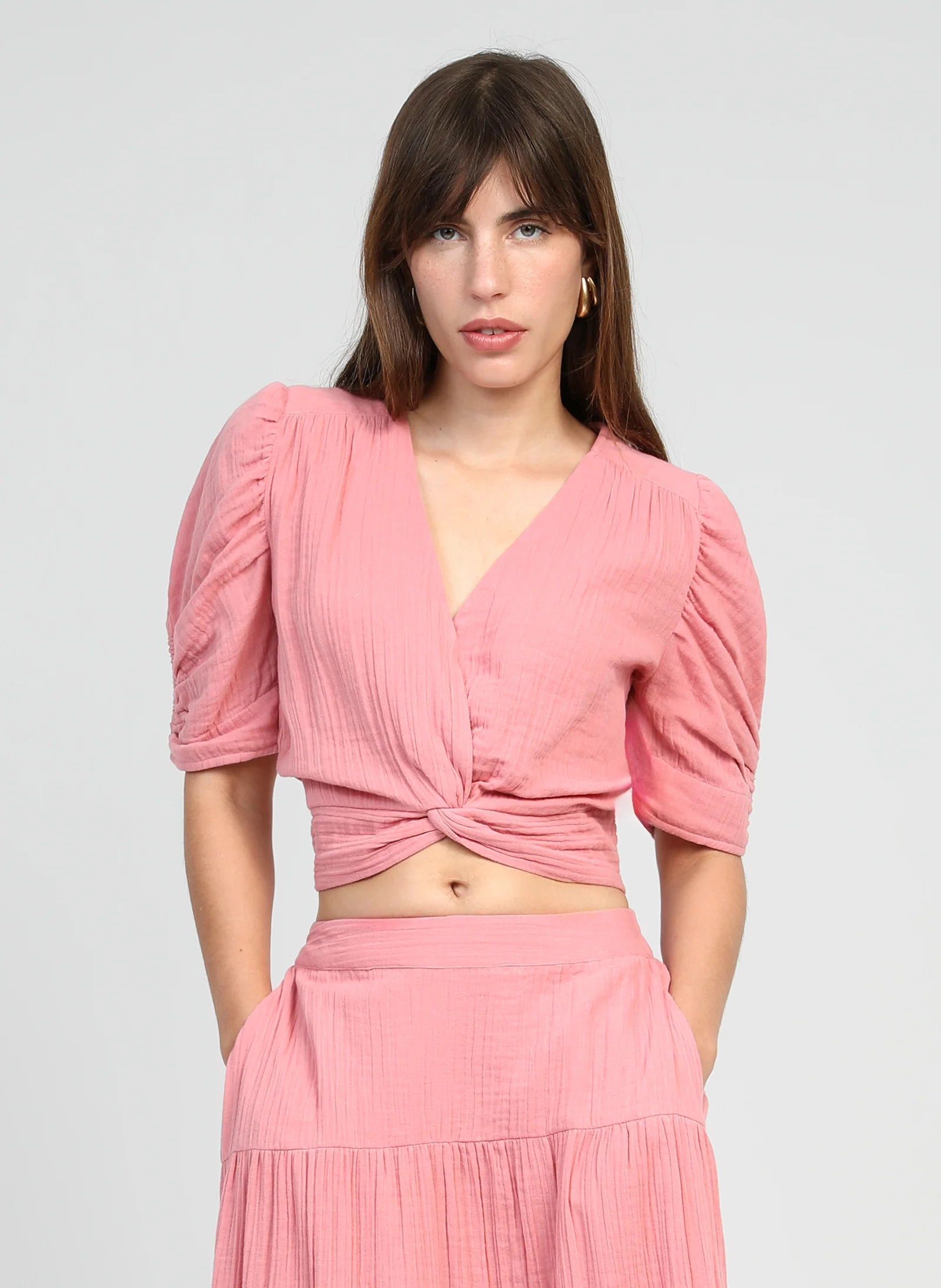 Ange SADOUMA Pink Wrap-Around Top
