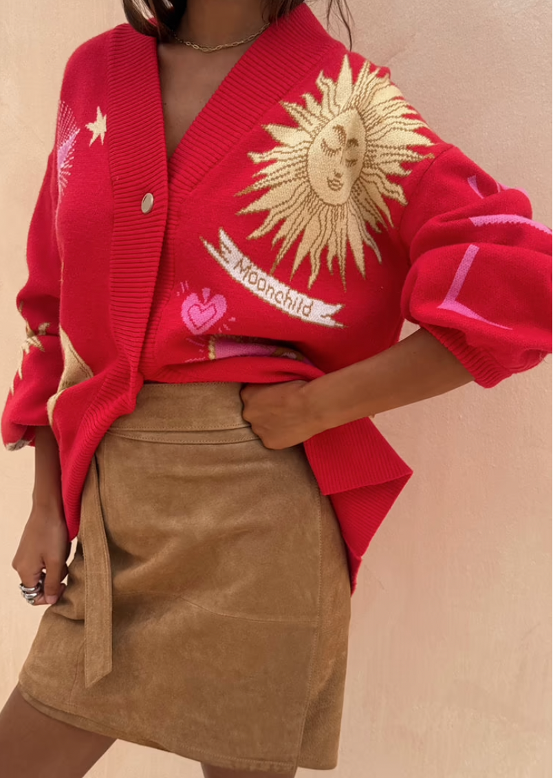 NFD Mystical Cardigan in Red