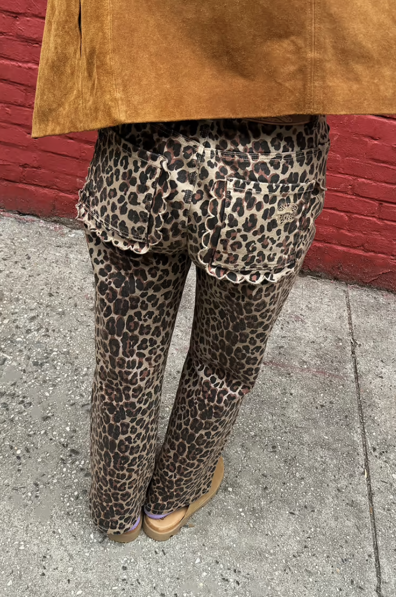 NFD Lucia Leopard Print Scallop Detail Jeans