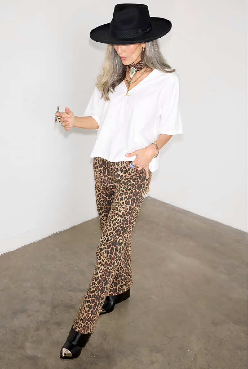 NFD Lucia Leopard Print Scallop Detail Jeans