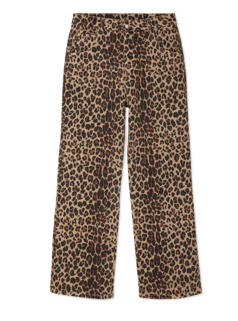NFD Lucia Leopard Print Scallop Detail Jeans