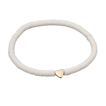 Polymer Clay Heart Bracelet in White