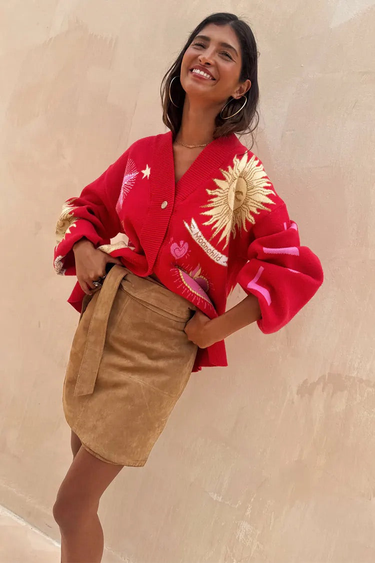 NFD Mystical Cardigan in Red