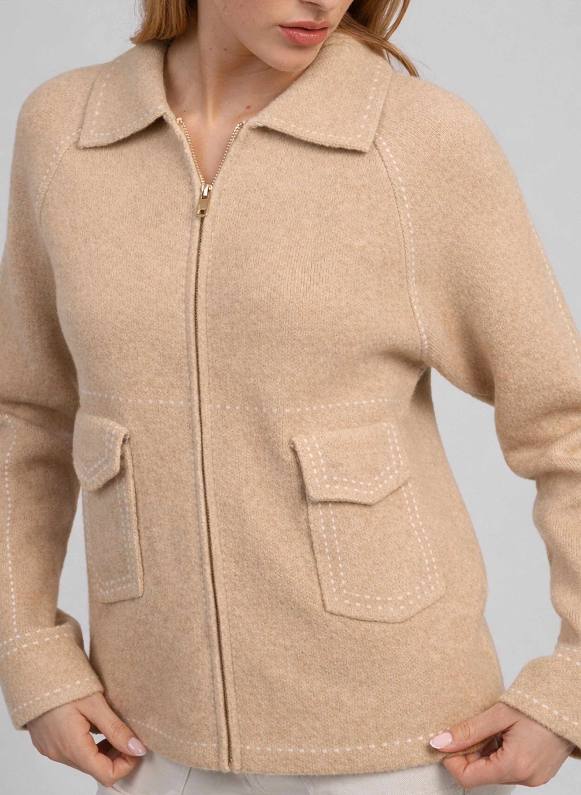 ANGE NIBA Beige Zip Up - One Size