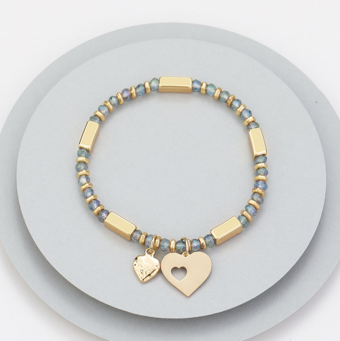 Gold with Beads Gold Heart Bracelet.