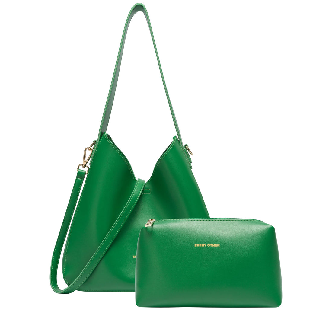 Large Green Tote With Pouch