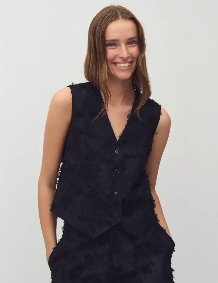 MbyM Bloomilla Waistcoat Jacket in Caviar