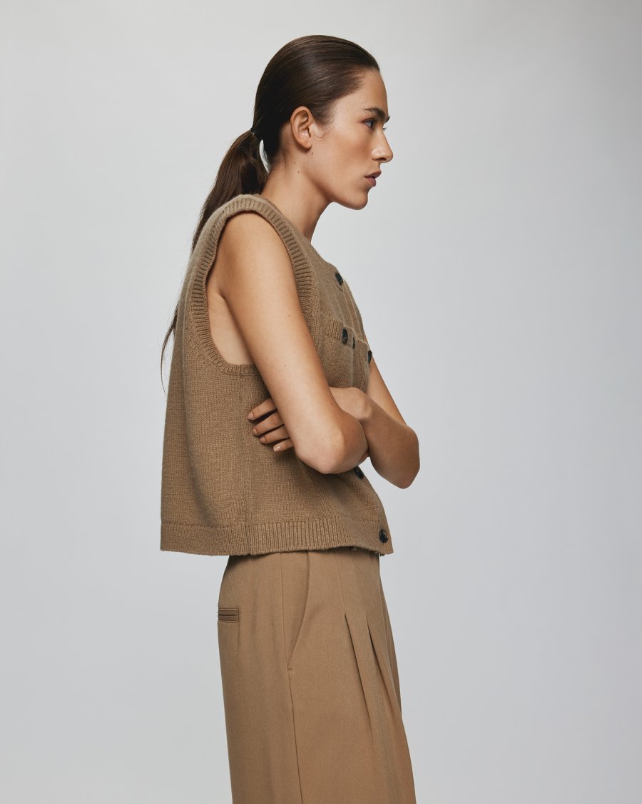 MSCH Marica Carina Knitted Waistcoat in Ermine (NEEDS PRICES)