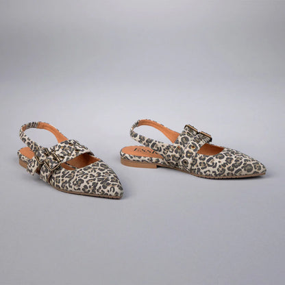 Esska Hope Slingback Flats in Leopard