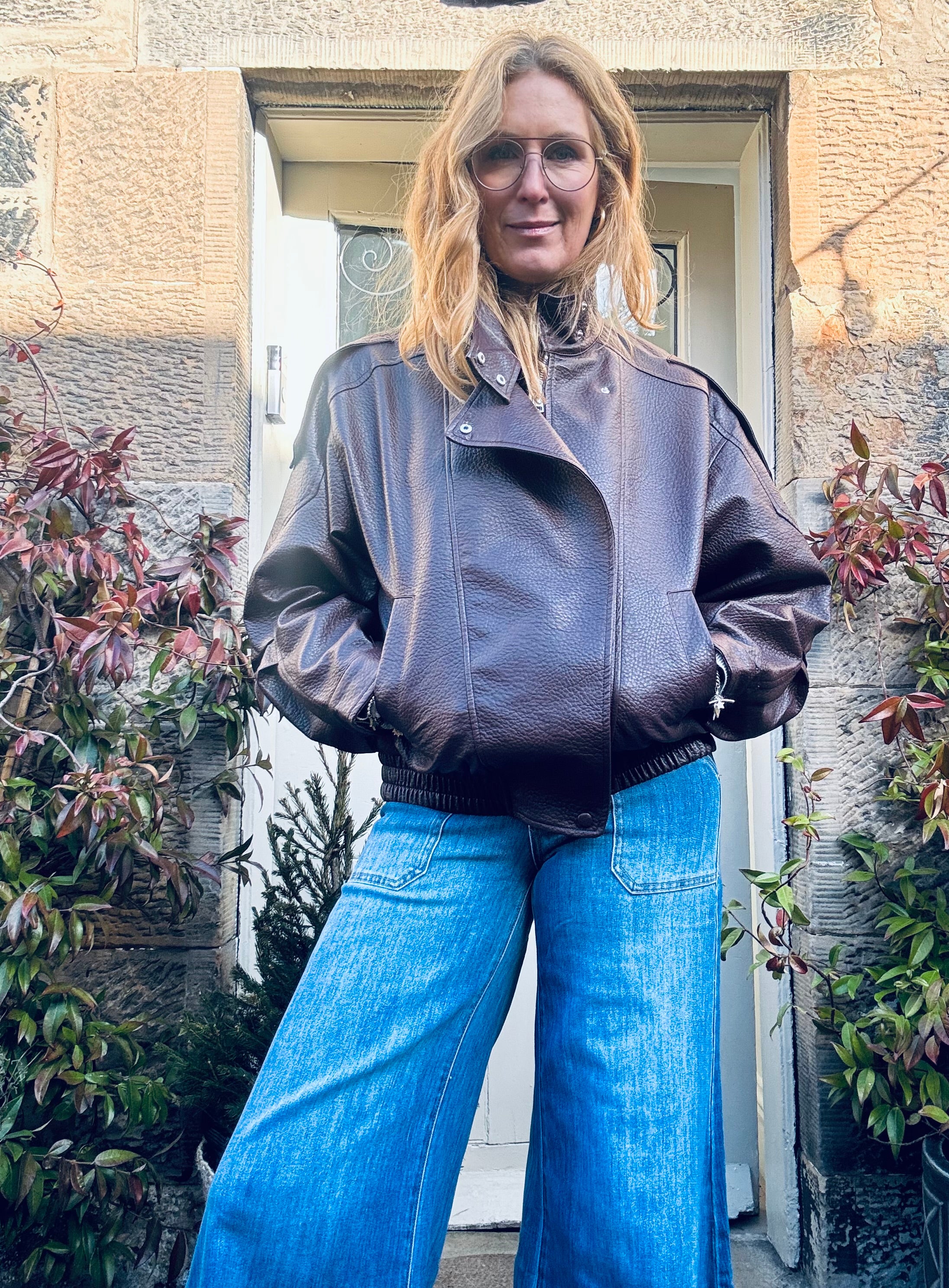 Burgundy Faux Leather Jacket