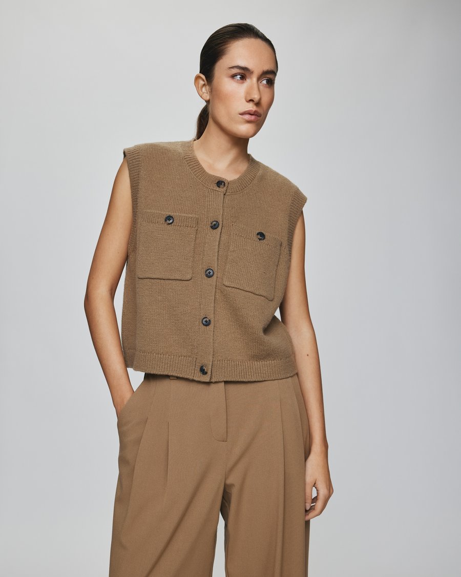 MSCH Marica Carina Knitted Waistcoat in Ermine (NEEDS PRICES)