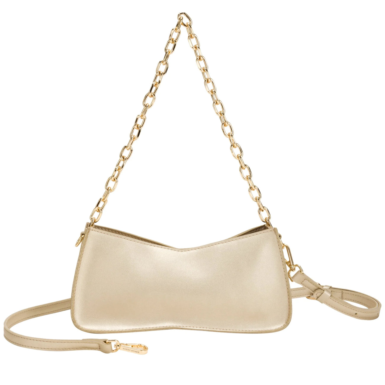 Baguette Bag with Chain Strap in Gold