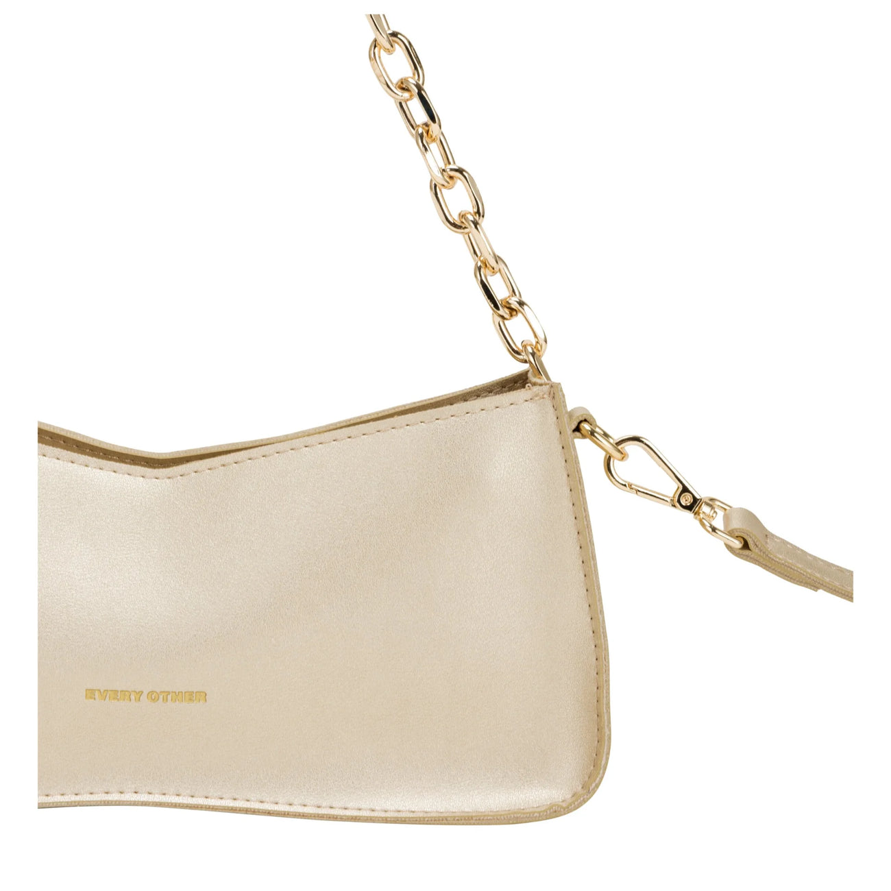 Baguette Bag with Chain Strap in Gold